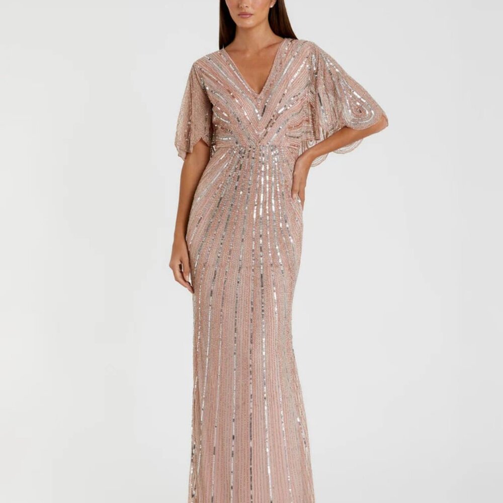 Mac Duggal Pink Blush Sequin Gown 93583 Size 12 Prom Wedding